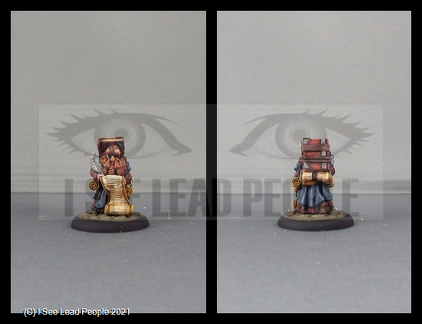 A Dwarf scribe checking the beer receipts.